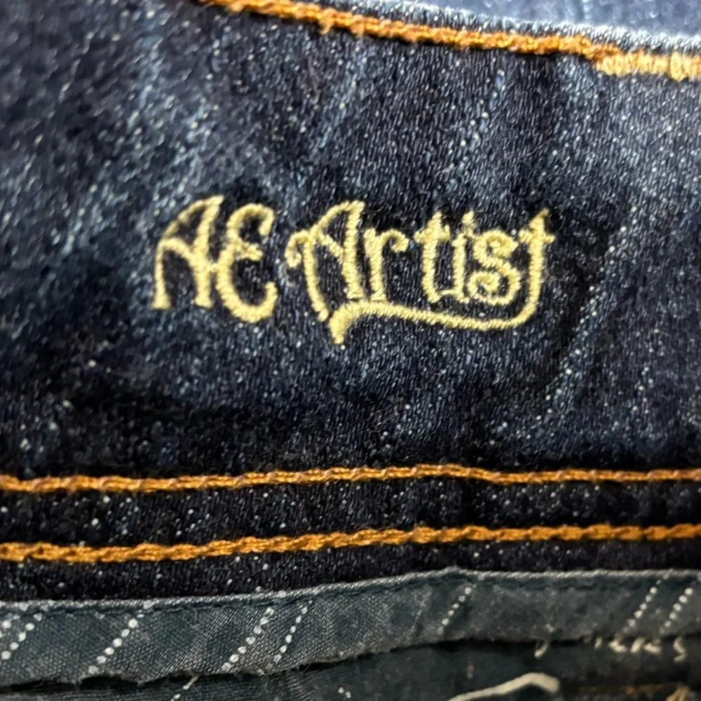 Vtg American Eagle‎ Jeans Womens 12R Blue AE Artist Low Rise Y2K Hippie Bootcut
